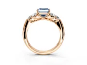 Cluster Engagement Ring Setting for Fancy Blue Asscher Cut Center with Round Cut Accent Frame and Prong Head in Rose Gold
