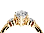 Solitaire Engagement Ring Setting for Marquise Center with Grooved Bar Accent Band and Prong Head in Yellow Gold