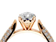Solitaire Engagement Ring Setting for Pear-Shaped Center with Multi-Row Accents and Prong Head in Rose Gold