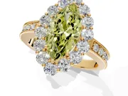 Halo Engagement Ring Setting for Fancy Yellow Marquise Center with Milgrain Channel Band and Prong Head in Yellow Gold