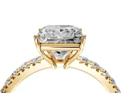 Solitaire Engagement Ring Setting for Princess Cut Center with Large Accent Band and Prong Head in Yellow Gold