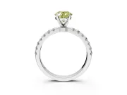 Open Basket Engagement Ring Setting for Fancy Yellow Oval Center with Pave Band and Prong Head in Platinum
