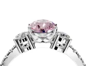 3 Stone Engagement Ring Setting for Fancy Pink Pear-Shaped Center with Round Cut Side Accents and Prong Head in Sterling Silver