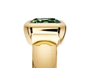 Solitaire Engagement Ring Setting for Fancy Green Asscher Cut Center with Wide Band and Bezel Head in Yellow Gold