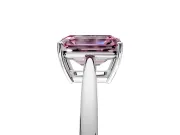 Solitaire Engagement Ring Setting for Fancy Pink Emerald Cut Center with Open Cathedral Shoulders and Prong Head in Platinum
