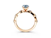 Solitaire Engagement Ring Setting for Fancy Blue Oval Center with Bezel Station Band and Prong Head in Rose Gold