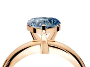Solitaire Engagement Ring Setting for Fancy Blue Heart-Shaped Center with Wire Band and Prong Head in Rose Gold