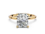 Minimalist Solitaire Engagement Ring Setting for Radiant Cut Center with Thin Band and Prong Head in Yellow Gold