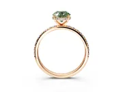 Hidden Halo Engagement Ring Setting for Fancy Green Oval Center with Pave Band and Prong Head in Rose Gold