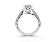 Solitaire Engagement Ring Setting for Round Cut Center with Multi-Row Accents and Prong Head in Platinum