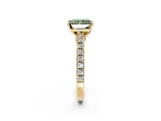 Solitaire Engagement Ring Setting for Fancy Green Radiant Cut Center with Single Row Accent Band and Prong Head in Yellow Gold