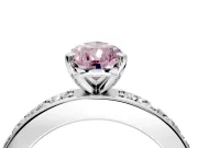 Solitaire Engagement Ring Setting for Fancy Pink Pear-Shaped Center with Channel-Set Accents and Prong Head in Platinum