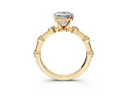 Solitaire Engagement Ring Setting for Princess Cut Center with Bezel Station Band and Prong Head in Yellow Gold
