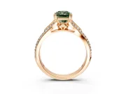 Solitaire Engagement Ring Setting for Fancy Green Radiant Cut Center with Pave Rail Split Shank and Prong Head in Rose Gold