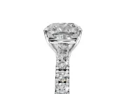Solitaire Engagement Ring Setting for Cushion Cut Center with Large Accent Band and Prong Head in Platinum