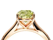 Solitaire Engagement Ring Setting for Fancy Yellow Cushion Cut Center with Narrow Cathedral Band and Prong Head in Rose Gold