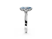Side Accent Engagement Ring Setting for Fancy Blue Marquise Center with Accent Shoulders and Prong Head in White Gold