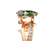 Solitaire Engagement Ring Setting for Fancy Green Pear-Shaped Center with Pave and Plain Crossover Band and Prong Head in Rose Gold