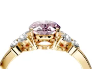 Solitaire Engagement Ring Setting for Fancy Pink Oval Center with Marquise Flower Shoulders and Prong Head in Yellow Gold