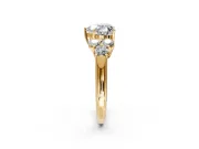 Cluster Engagement Ring Setting for Heart-Shaped Center with Round Cut Accent Frame and Prong Head in Yellow Gold