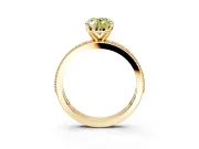 Milgrain Pave Engagement Ring Setting for Fancy Yellow Oval Center with Accent Band and Prong Head in Yellow Gold