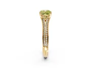 Solitaire Engagement Ring Setting for Fancy Yellow Cushion Cut Center with Pave Rail Split Shank and Prong Head in Yellow Gold