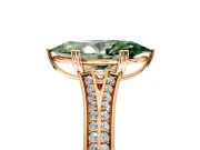 Solitaire Engagement Ring Setting for Fancy Green Marquise Center with Pave Rail Split Shank and Prong Head in Rose Gold