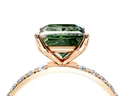 Solitaire Engagement Ring Setting for Fancy Green Princess Cut Center with Fine Pave Accents and Prong Head in Rose Gold