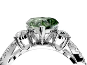 3 Stone Engagement Ring Setting for Fancy Green Heart-Shaped Center with Pave Split Shank and Prong Head in Sterling Silver