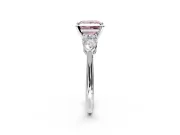 3 Stone Engagement Ring Setting for Fancy Pink Princess Cut Center with Large Pear-Shaped Accents and Prong Head in Sterling Silver