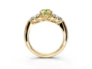Cluster Engagement Ring Setting for Fancy Yellow Oval Center with Round Cut Accent Frame and Prong Head in Yellow Gold
