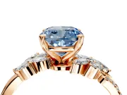 Solitaire Engagement Ring Setting for Fancy Blue Cushion Cut Center with Marquise Accent Twist Band and Prong Head in Rose Gold