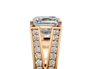 Split Shank Engagement Ring Setting for Asscher Cut Center with Pave Split Shank and Prong Head in Rose Gold