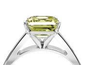 Solitaire Engagement Ring Setting for Fancy Yellow Asscher Cut Center with Tapered Split Shoulders and Prong Head in White Gold