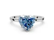 Hidden Halo Engagement Ring Setting for Fancy Blue Heart-Shaped Center with Plain Band and Tall Prong Head in Platinum