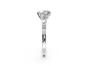 Bar-Set Engagement Ring Setting for Heart-Shaped Center with Tapered Baguette Accents and Prong Head in Platinum