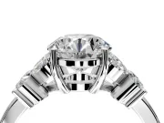 Floral Engagement Ring Setting for Round Cut Center with Marquise Cluster Shoulders and Prong Head in Platinum