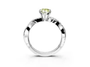 Crossover Engagement Ring Setting for Fancy Yellow Pear-Shaped Center with Pave and Plain Strands and Prong Head in Sterling Silver