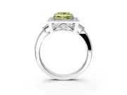 Halo Engagement Ring Setting for Fancy Yellow Princess Cut Center with Milgrain Rim, Pave Band and Prong Head in Sterling Silver