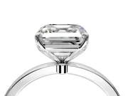 Solitaire Engagement Ring Setting for Asscher Cut Center with Thin Rounded Plain Band and Prong Head in Platinum
