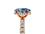 Solitaire Engagement Ring Setting for Fancy Blue Oval Center with Band of Accents and Prong Head in Rose Gold