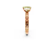 Solitaire Engagement Ring Setting for Fancy Yellow Radiant Cut Center with XO Engraved Band and Prong Head in Rose Gold