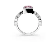 Milgrain Bezel Engagement Ring Setting for Fancy Pink Princess Cut Center with Marquise Stations and Bezel Head in Sterling Silver