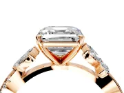 Floral Engagement Ring Setting for Asscher Cut Center with Trailing Marquise Accents and Prong Head in Rose Gold