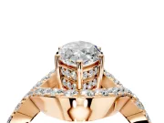 Halo Engagement Ring Setting for Marquise Center with Pave Infinity Twist Band and Prong Head in Rose Gold