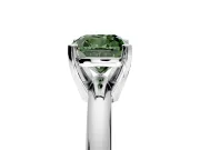 Solitaire Engagement Ring Setting for Fancy Green Cushion Cut Center with Wire Band and Prong Head in Platinum