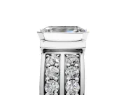 Bezel Engagement Ring Setting for Emerald Cut Center with Wide Channel-Set Band and Bezel Head in Sterling Silver