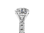 Solitaire Engagement Ring Setting for Round Cut Center with Large Accents and Prong Head in Sterling Silver