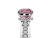 Solitaire Engagement Ring Setting for Fancy Pink Cushion Cut Center with Raised Channel Band and Prong Head in Sterling Silver