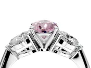 3 Stone Engagement Ring Setting for Fancy Pink Pear-Shaped Center with Large Pear-Shaped Accents and Prong Head in Sterling Silver